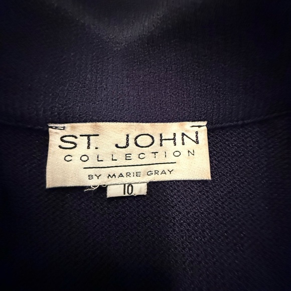 RARE St John Navy Sweater Gold Button Blazer Size 10/Large MSRP $1595 - Picture 5 of 14